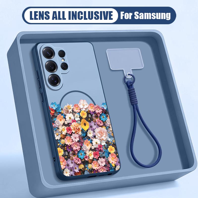Oil Painting Flower Print Case For Samsung S26 Ultra S25 FE S24 S24 Plus A57 A37 A17 A56 A36 A16 A55 A35 A15 A54 5G Hybrid Magnetic Matte Cover
