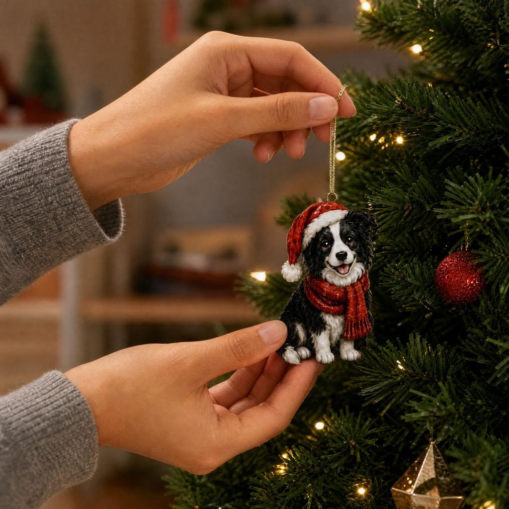 Acrylic Christmas Border Pendant Hanging Ornament for Dog Lovers