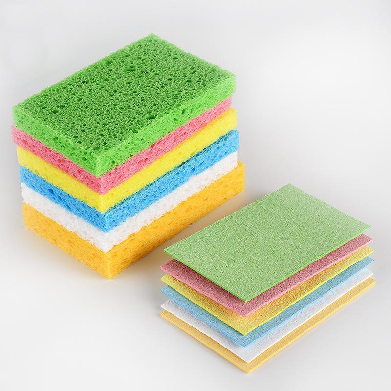 Multi-Layer Compressed Wood Pulp Dish Sponge Random Color Absorbent Easy-Clean Scouring Pad Drawer Storage Kitchen Cleaning Tool