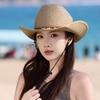 Men's Sunscreen Sun Hat Panama Straw Hat Seaside Vacation Hat Women's Summer Ethnic Style Western Cowboy Hat