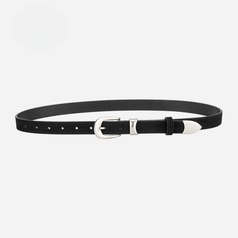 Fashion Belt Women's Korean Style Matte Reverse Velvet Versatile Jeans Decoration Personalized Retro Fashionable Genuine Leather Belt for Women