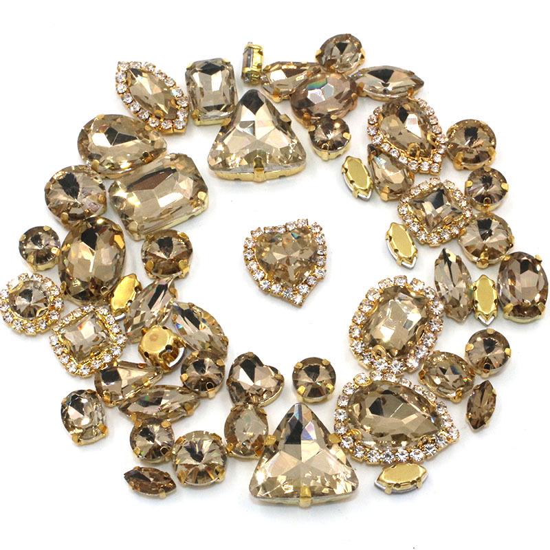 Mixed 50-Piece Crystal Claw Chain Set for DIY Wedding Dress & Headdress Accessories