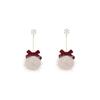 925 Silver Snowflake Tassel Earrings with Wine Red Bow