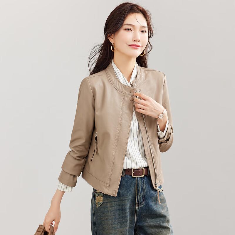 TERRE BLEUE Women's Faux Leather Motorcycle Jacket