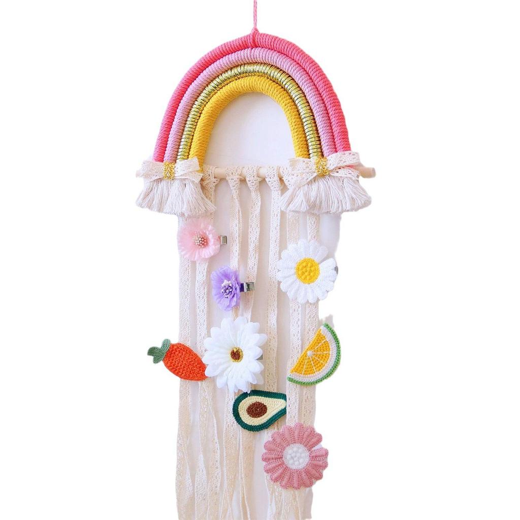 Rainbow Lace Hairpin & Headband Organizer for Kids' Room Decor