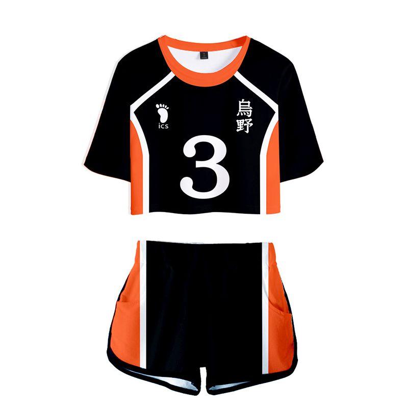 Vibrant Haikyuu Karasuno Nekoma High School 3d Printed Women Costume Comfortable Short Sleeve Tshirt And Shorts