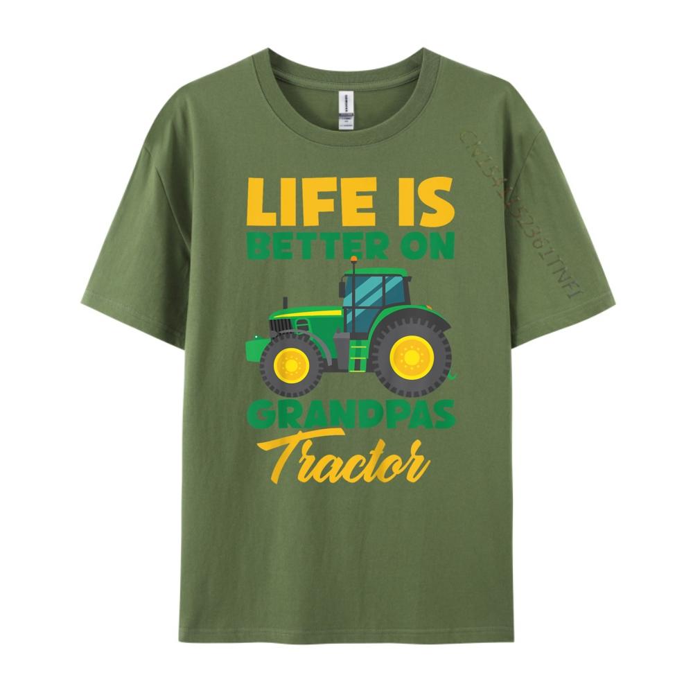 Kids Young Farmer Funny Tractor Boy On Grandpas Tractor Mens Shirts Graphic Tee Mens Clothes Classic
