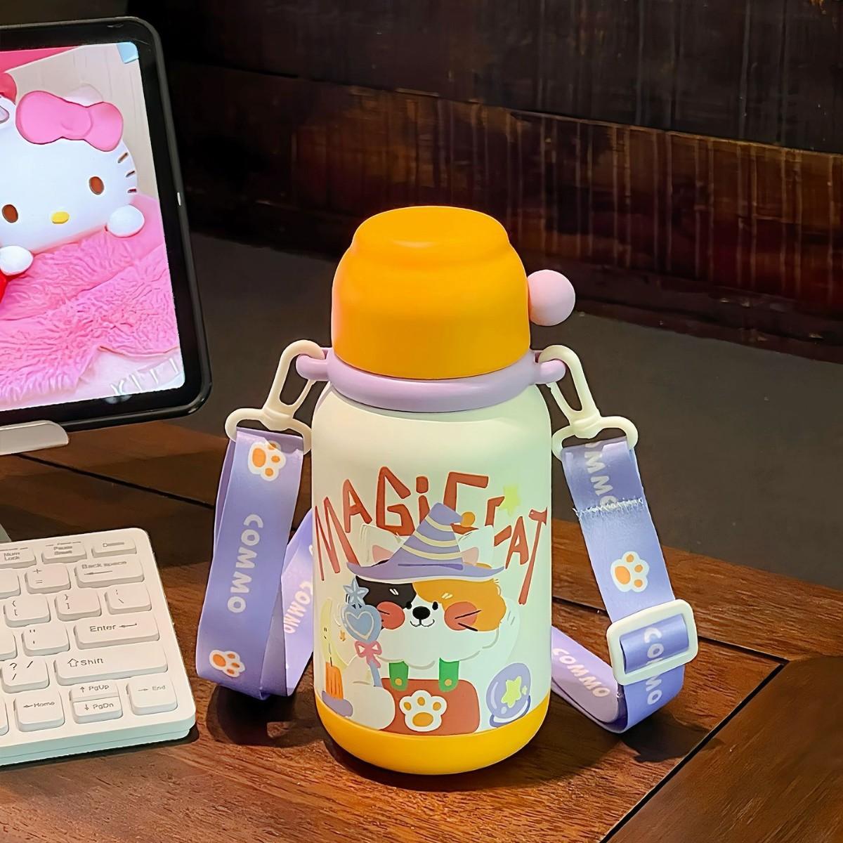 

Дитяча термочашка на три напої, спеціальна чашка-соломинка для учнів початкової школи, дитячий садок, милий, високоякісний, портативний чайник, дівчинка 500ml