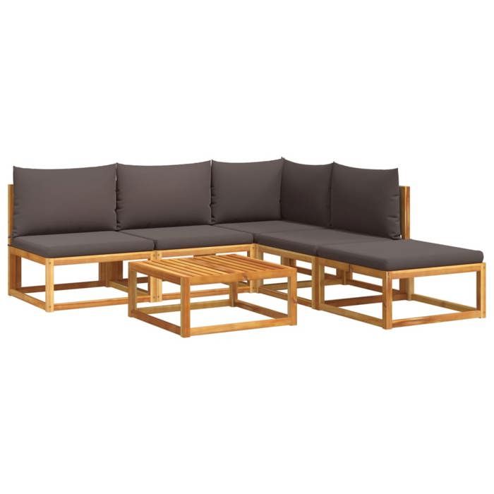 VidaXL Ensemble de canapés de jardin 6 pièces avec coussins en bois d'acacia et rotin 3278910