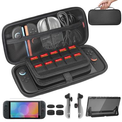 Accessory Set for Switch Carrying Screen Split 2 Grip and 4 Joystick Covers Large and Easy To Carry 5-Piece 2 Case, Protector, Protector, Joy-Con