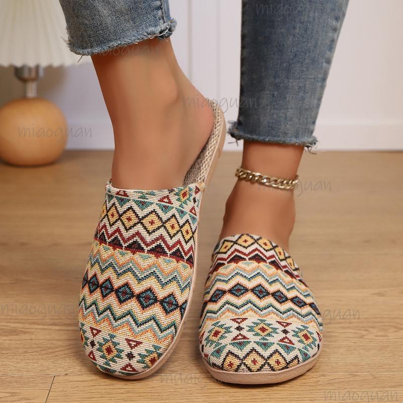 Fashion Summer New Linen Slippers Woven with Grass Cover Toe Ethnic Style Women's Home Indoor Slippers Large Size Slip On Comfortable