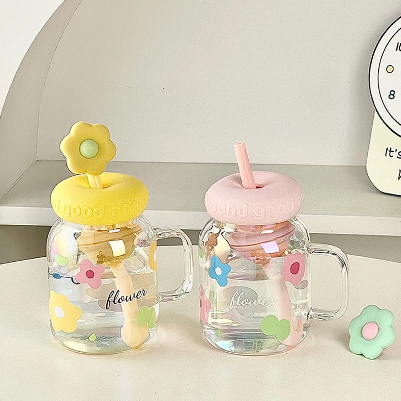 Water cup Large capacity glass High temperature resistant girls High value straw Tea separation cup New water cup