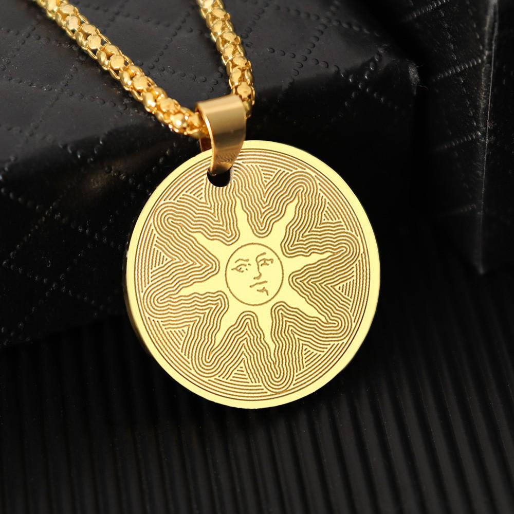 Nerezový náhrdelník Dark Soul Sun God Přívěsek Osobnost Pop Hip Hop Pánské šperky