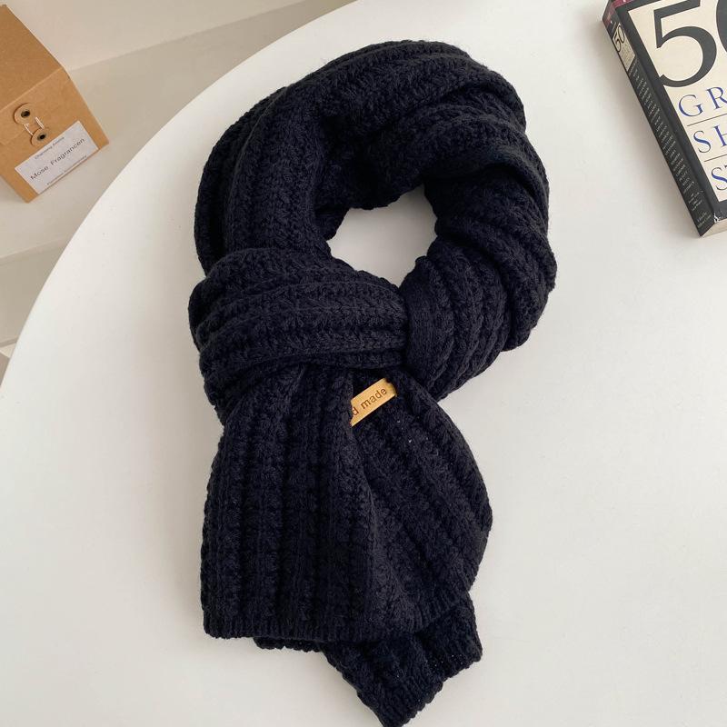 Caramel color coarse wool knitted scarf women's winter versatile simple couple male student warm thick scarf