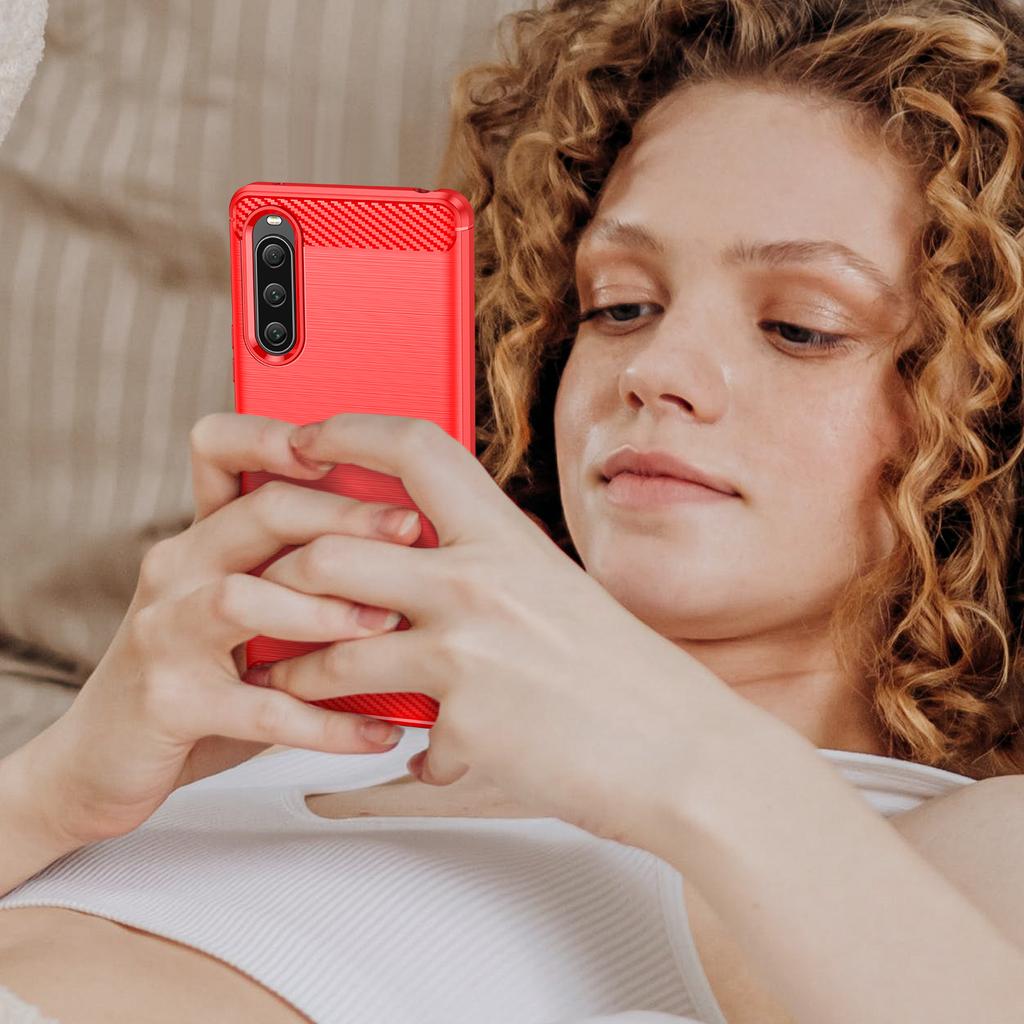 Für Sony Xperia 10 V Weiche Kohlefaser TPU Handyhülle Gebürstete Handyhülle