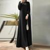 Plus Size Muslim Women's Solid Long Sleeve Loose Robe Dress
