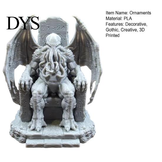 3D-gedruckte PLA-Bastelarbeiten Thron Cthulhu-Statue, Gotische Harzfigur für Regal & Schreibtisch Lovecraftianische Dekoration Dekoration, Tentakelmonster Dunkle Fantasy-Figur,