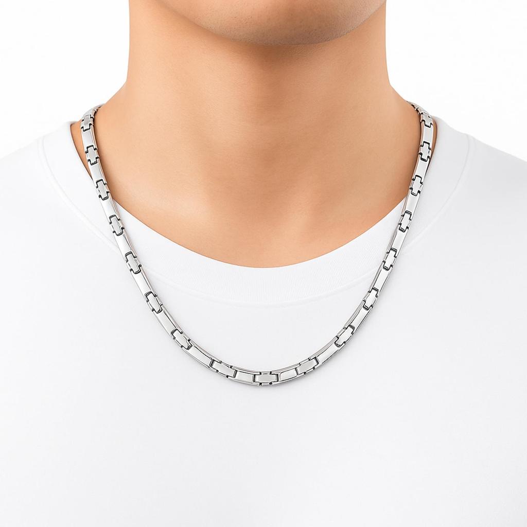 Hachi 99.99% Pure Germanium Necklace, 21 Pieces, Pure Titanium, Anti-Static, Silver, Fashion Jewelry for Men and Women (47.0)