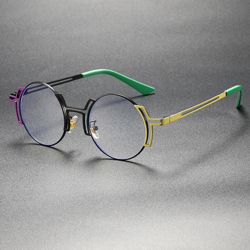 

New Retro Round Hollow Metal Optics Prescription Spectacles Fashionable Women s Fake Glasses Anti Blue Light Myopia Eyeglasses