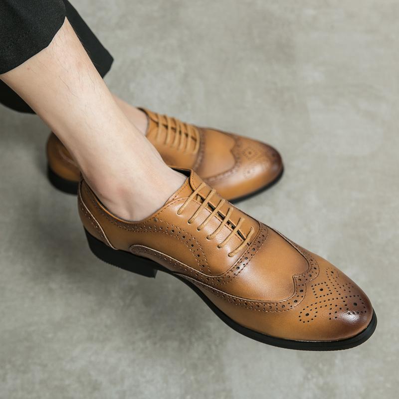 Fashion Italian Brand High Quality Vintage Oxford Shoes Lace Up Engraved Brogue Thick Sole Designer Men's Shoes Business Leather Shoes