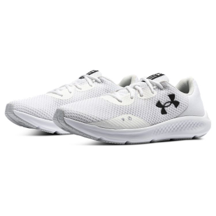 Under Armour Charged Pursuit 3 White Black Men Sneakers 3024878-102