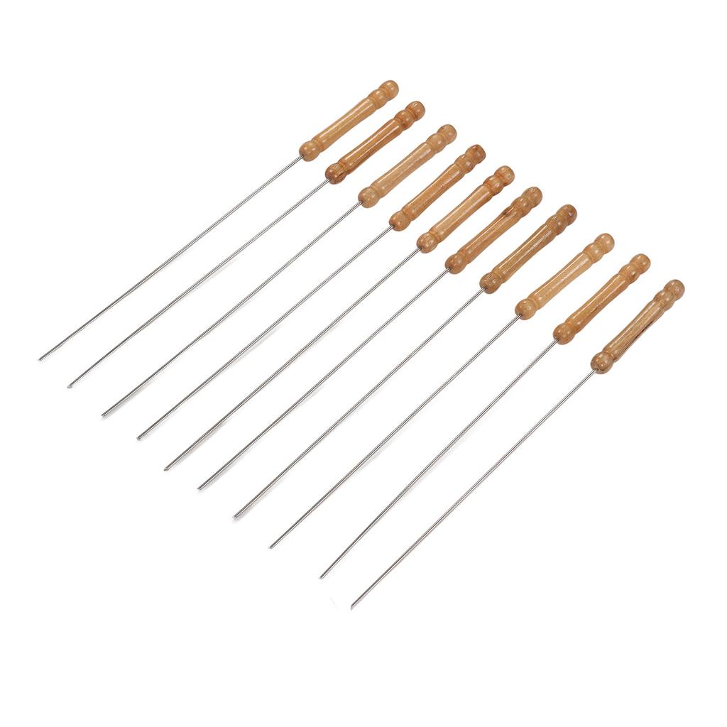10 stücke Grillspieße Holzgriff Edelstahl BBQ Kabob Sticks für Outdoor-Grill 11,8 in