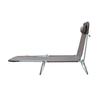 Folding Sun Lounger, Texteline Reclining Sun Bed with 5 Position Adjustable Backrest, Headrest, Coffee