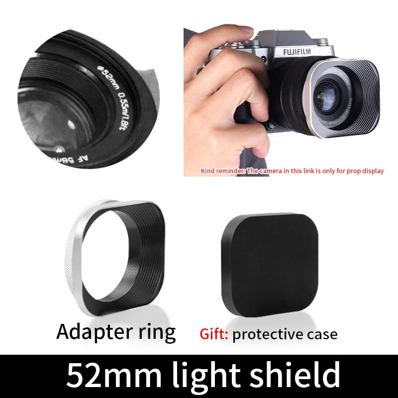 Metal Square Camera Lens Hood Compatible for Nikon16-50 Canon Sony Fuji15-45/35f2 Universal Photography Accessory 52/43/46/39mm