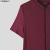 INCERUN Men Short Sleeve Zip-up Rib Jumpsuits Rompers Underwear