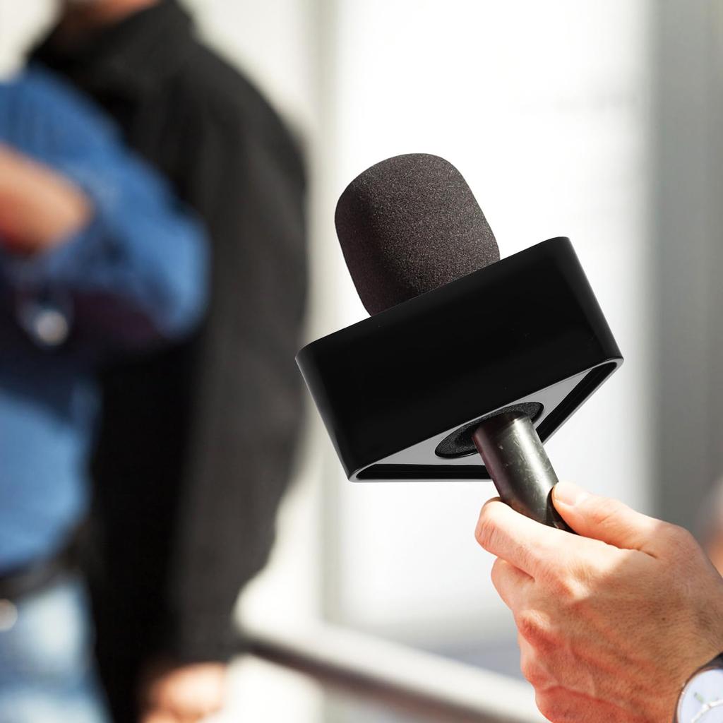 EXCEART Interview Microphone ABS Injection Molded Triangle Microphone Flags for Advertising and Image Set of 2 Flags, Enhancement, (Black)