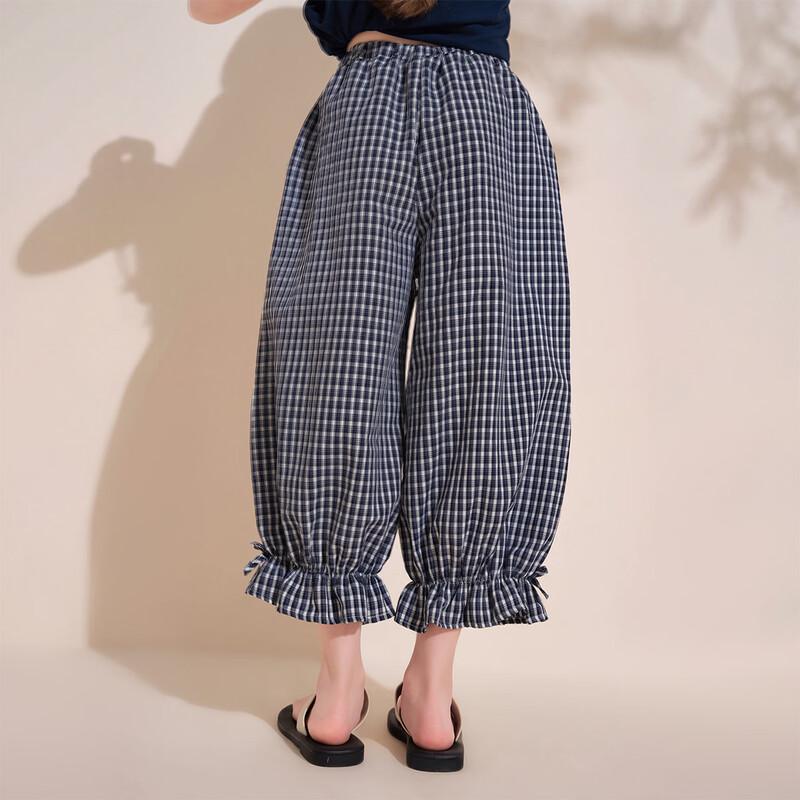 Montagut Girls' Ruffled Plaid Casual Ankle Pants