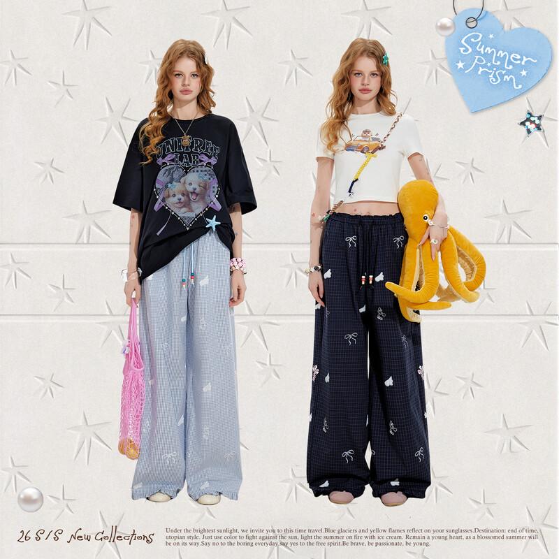 unifree Retro Plaid Print Casual Long Pants