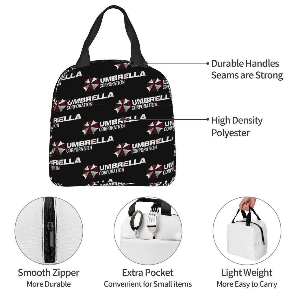 Custom Corporation Umbrellas Insulated Lunch Bag for Work School Horror Video Game Leakproof Thermal Cooler Lunch Box Men Women