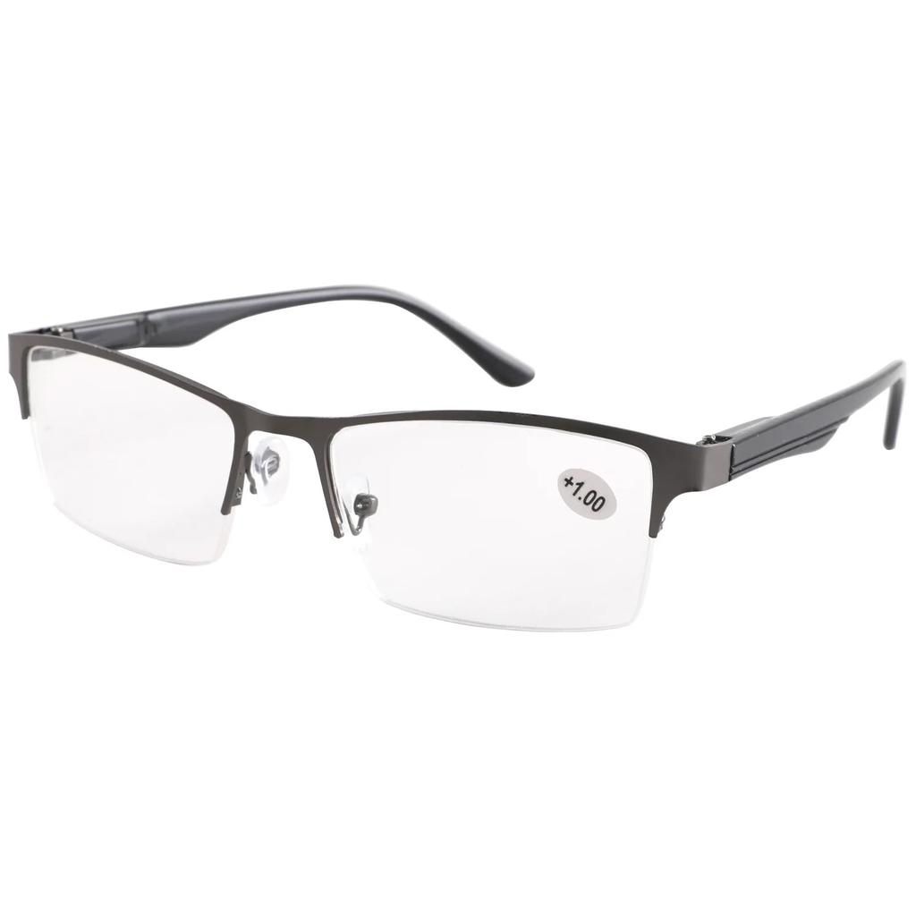 Fashionable Business Reading Glasses for Women Men Trendy Metal Frame Anti Blue Light Hyperopia Eyewear Prescription