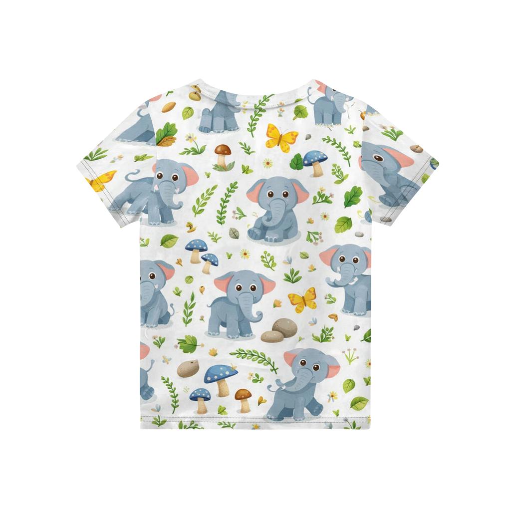 Children's Printed Round Neck Short Sleeved Casual T-shirt