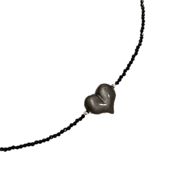 Trendy Beaded Necklace Bowknot/Heart Pendant Choker French Style Neckchain Decor 1