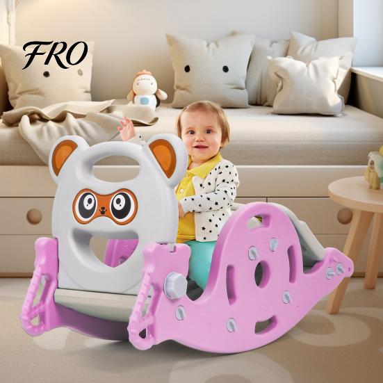 Combination Slide 4-in-1 Kids Rocking Toy, Portable for Children, Horse Long with Basketball Hoop, Convertible Freestanding Age 1-6 Boys And