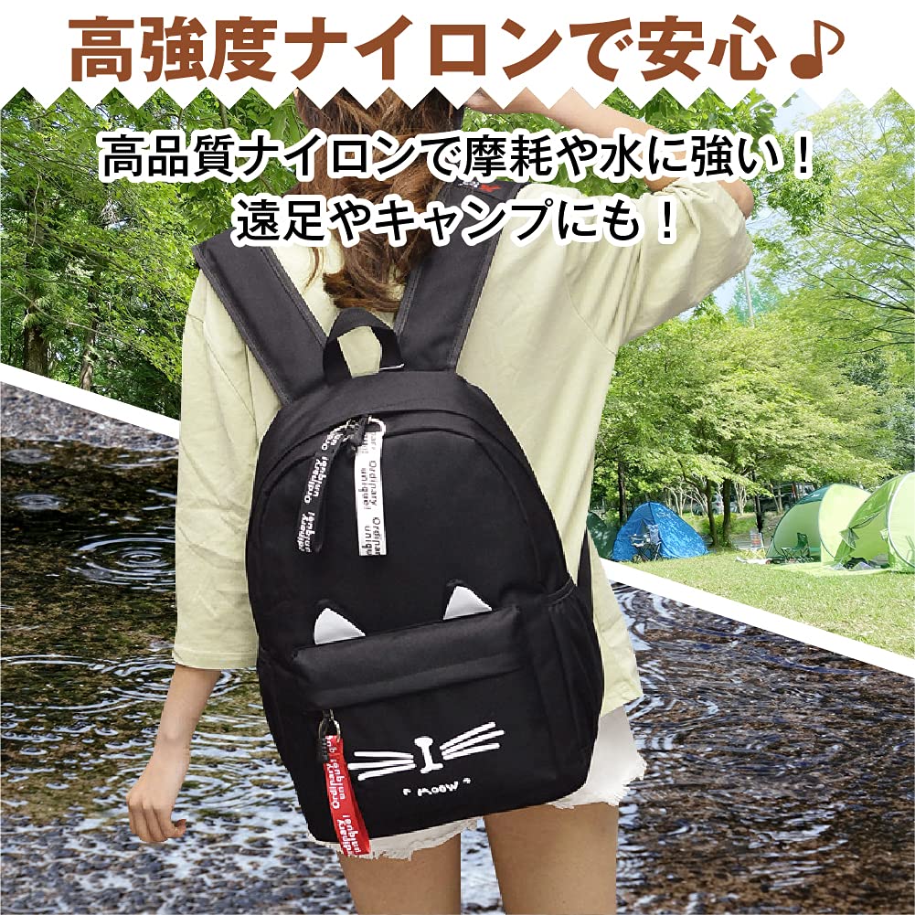 [shttown] Cute Cat Backpack with Cat Pattern, Lightweight and Large Capacity, School Bag, Perfect for Students, Girls, and Women, Gift (Purple)