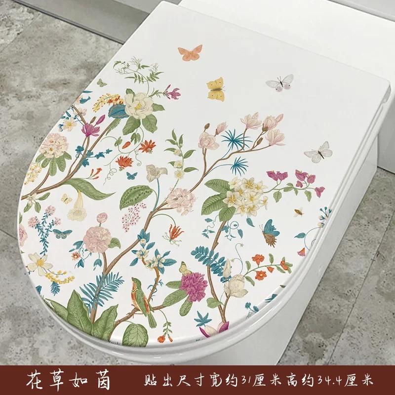 

Rose Butterfly Toilet Sticker Self Adhesive Bathroom Wall Sticker Flower Decals for Home Bathroom Decoration PVC 33 x40CM