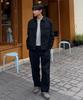 MINDBRIDGE [Couture] Black Twill Zip-Up Semi-Oversized Trucker Jacket