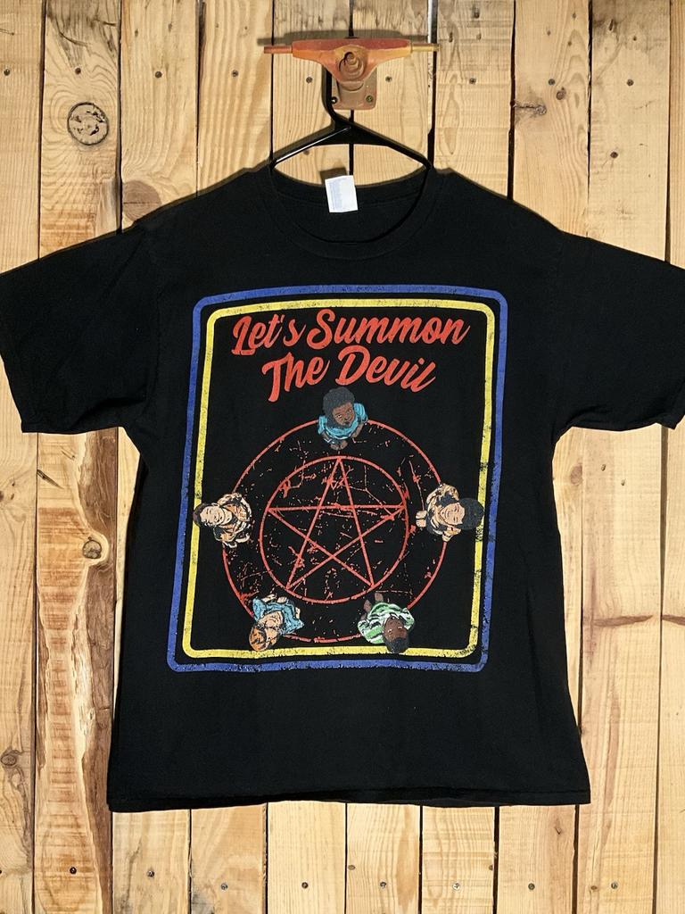 Let’s Summon The Devil Pentagram Black Shirt Steven Rhodes Art Halloween Large
