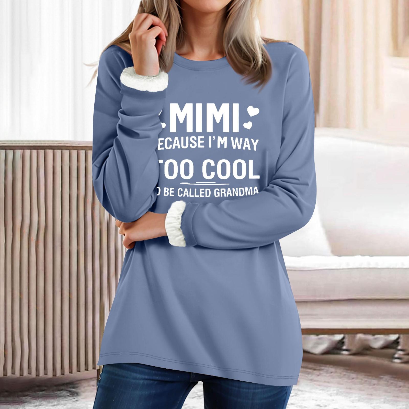 

Женский топ с круглым вырезом и буквенным принтом, утолщенный плюшевый кашемировый теплый длинный топ XL синий