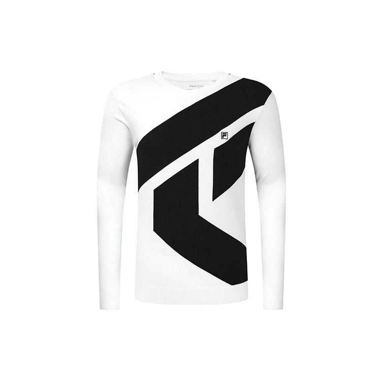 FILA Athletics Series Golf Long Sleeve Crew Neck Knit Shirt Men Tops Jade-White A11M245404F-WT