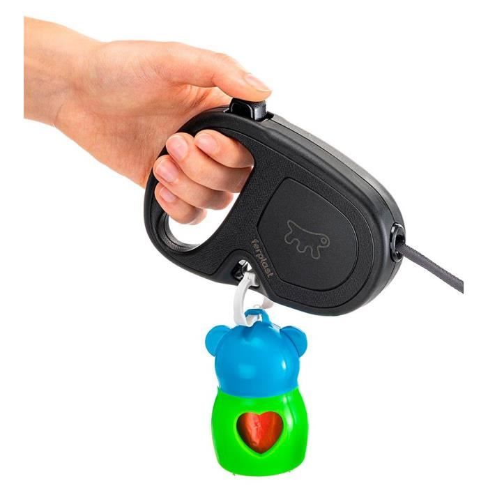 Laisse automatique - FERPLAST - Flippy One Tape - Cordon extensible 5 m - Poignée ergonomique - Blocage 3 positions
