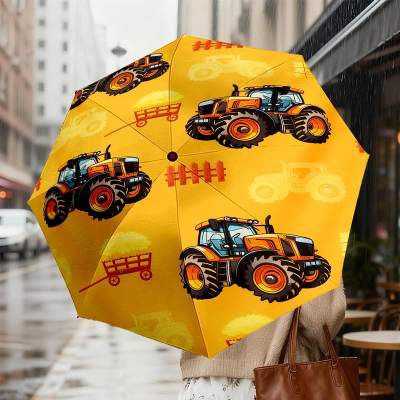 1pc Tractor Hay Pattern Umbrella Design Automatic Opening and Closing Umbrella, High-quality Travel Umbrella, C1128230