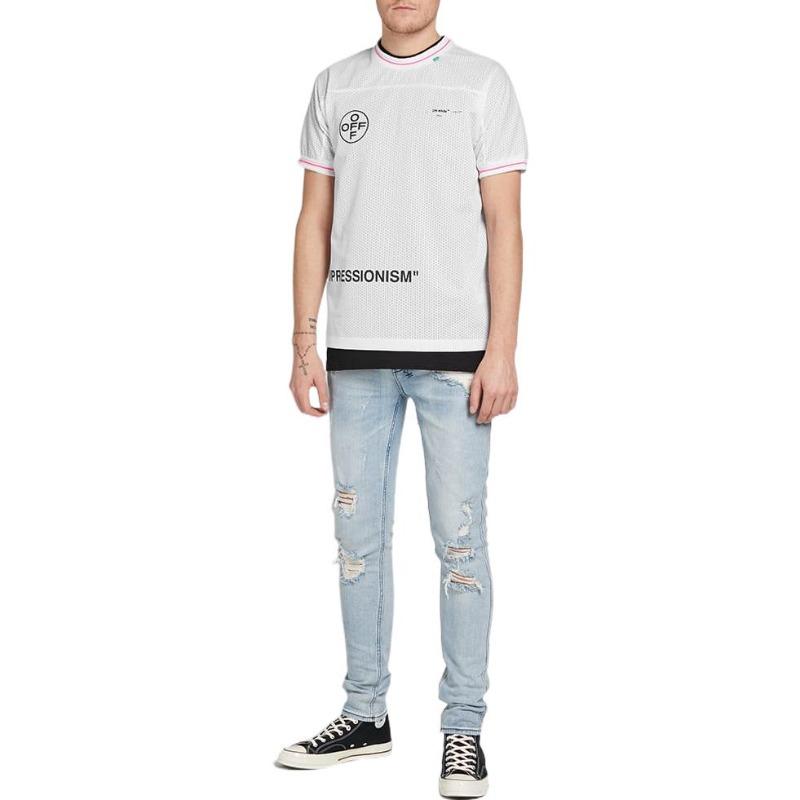 Off-White Print Crew Neck Short Sleeve T Shirt Men White OMAA022R191010150228
