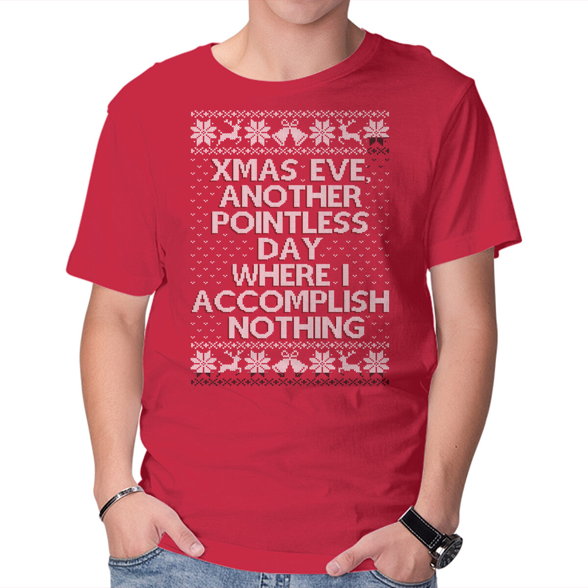 Unisex Crew Neck T-Shirt Another Pointless Xmas Graphic Short Sleeve Casual Tee M