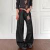 American High Street Original Cow Jeans Men's and Women's Cleanfit Black Micro-pull Pants Loose Wide-leg Straight Trousers Tide