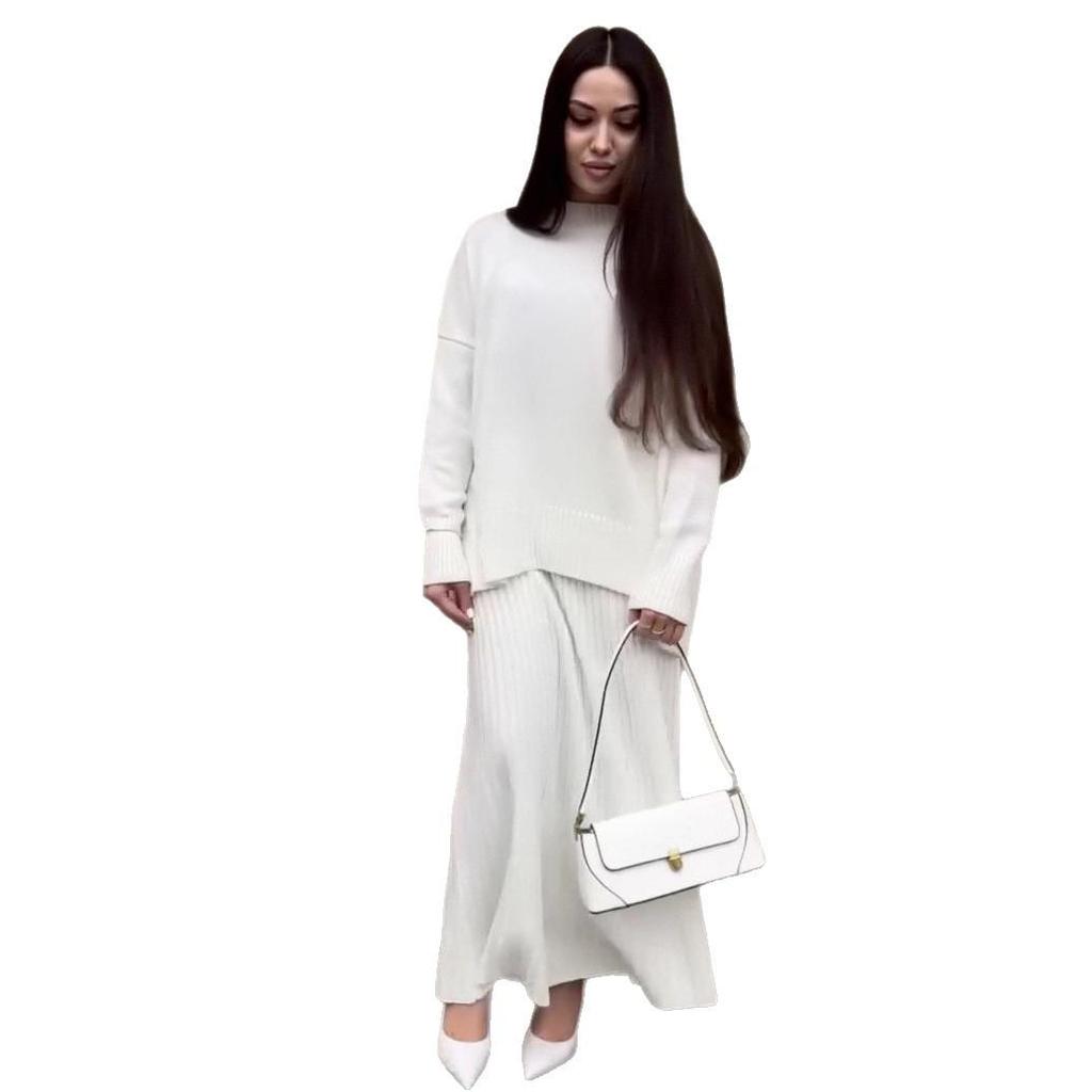 2025 Autumn Women's Knit Sweater & Casual Pants Two-Piece Set with Irregular Hem