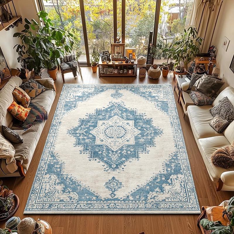 RAKKS Luxury Bohemian Crystal Area Rug,Washable,Anti-Slip,Modern Floral Print for Living Room,Bedroom Home Decor Large Carpet